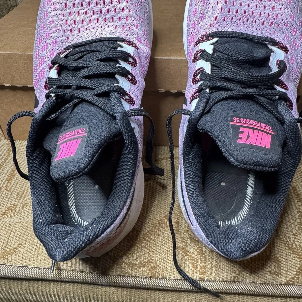 Nike Zoom Pegasus 35 Shoes Womens Size 9.5 Pink Black Running Sneaker 942855-406